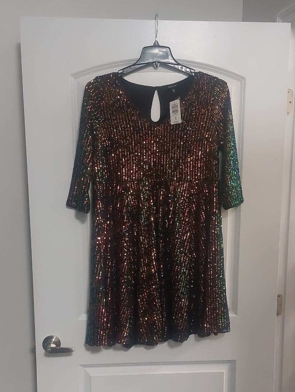 Torrid Multi Sequins Vneck Skater Party Cocktail Dress Sz 00 M/L 10 Runs Bigger